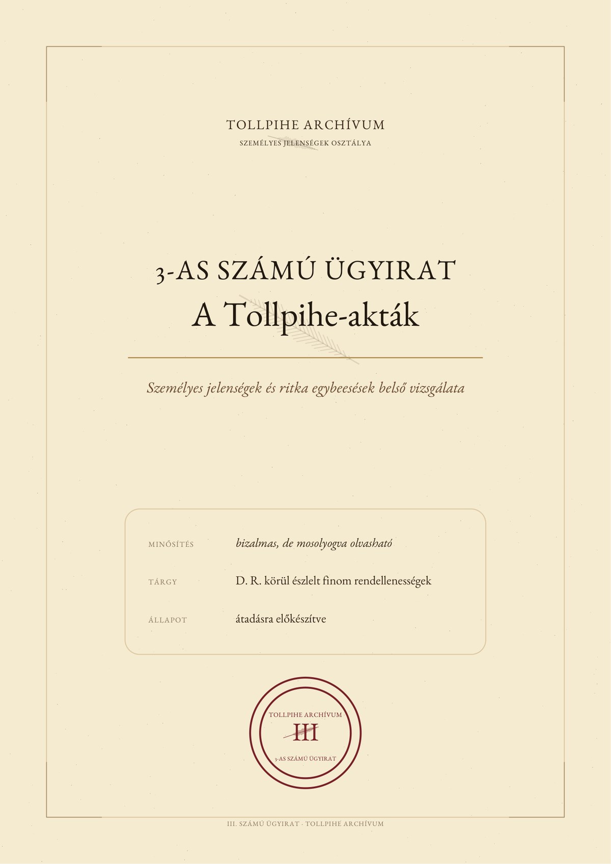 Dosszié borító látványterv